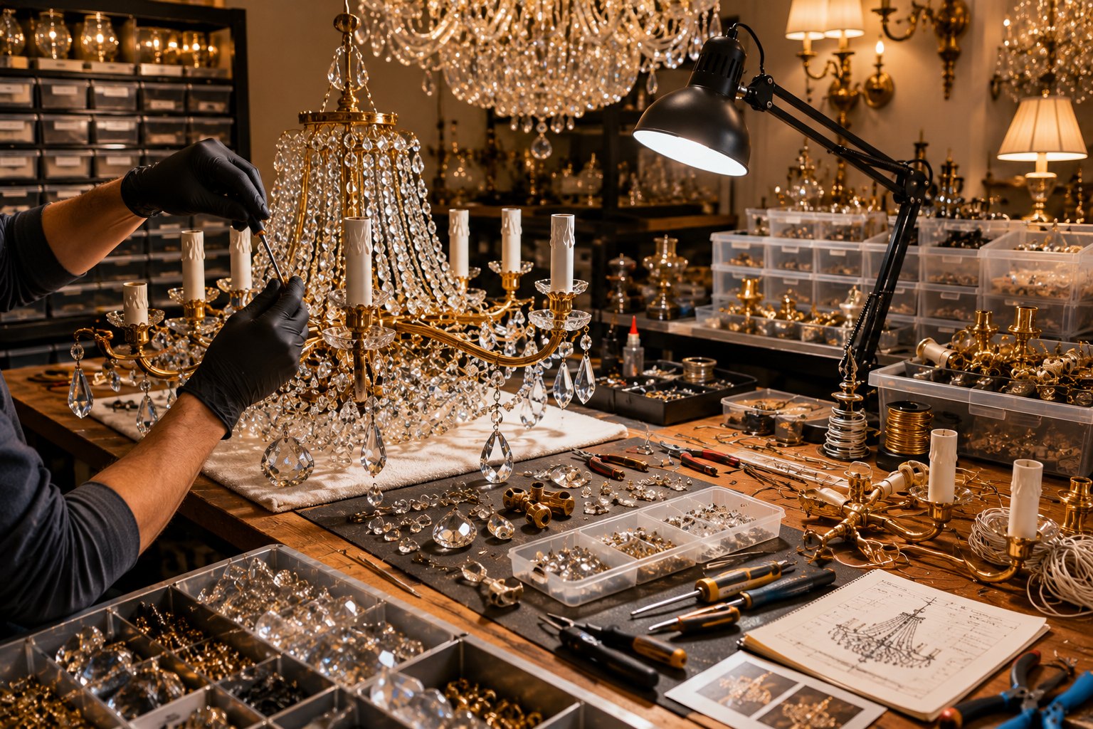 Chandelier repair workbench